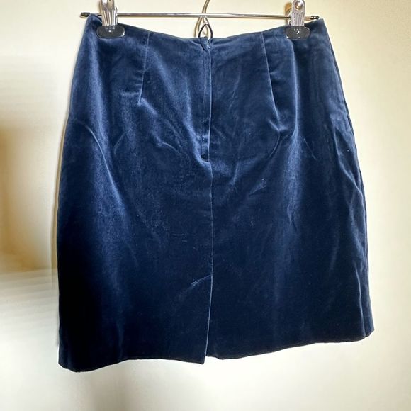 Vintage Hugo Buscati Women's mini Skirt Velvet navy blue vtg sz 8 back slit - Picture 4 of 10